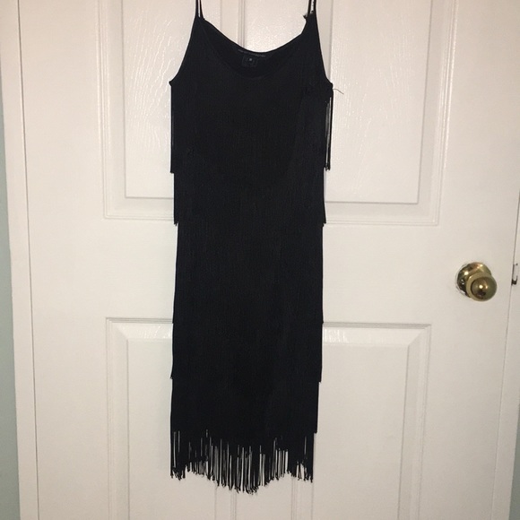 French Connection Fringe Dress in Black - Picture 2 of 7